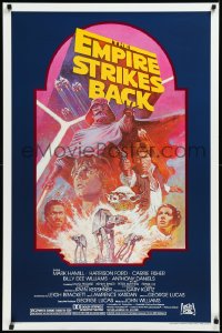 1w0878 EMPIRE STRIKES BACK studio style 1sh R1982 George Lucas sci-fi classic, cool artwork by Tom Jung!
