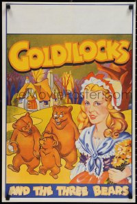 1w0119 GOLDILOCKS & THE THREE BEARS stage play English double crown 1930s art of lead & bears!