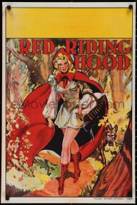 1w0120 RED RIDING HOOD stage play English double crown 1930s sexy Red with wolf trailing behind!