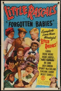 1w0896 FORGOTTEN BABIES 1sh R1952 Our Gang, Spanky, Farina, Buckwheat, Jackie Cooper, Dickie Moore