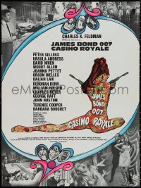 1w0376 CASINO ROYALE French 23x31 1967 all-star Bond spy spoof, psychedelic art + photo montage!