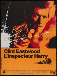 1w0378 DIRTY HARRY French 23x31 1972 cool art of Clint Eastwood w/gun, Don Siegel crime classic!