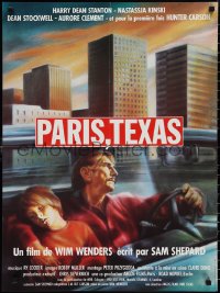 1w0385 PARIS, TEXAS French 23x31 1984 Wim Wenders, cool art of Nastassja Kinski, Harry Dean Stanton!