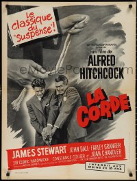 1w0388 ROPE French 24x32 R1963 image of James Stewart holding the rope, Alfred Hitchcock classic!