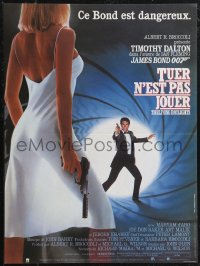 1w0599 LIVING DAYLIGHTS French 15x20 1987 Tim Dalton as James Bond & sexy Maryam d'Abo w/gun!