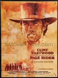 1w0609 PALE RIDER French 15x21 1985 close-up artwork of cowboy Clint Eastwood by C. Michael Dudash!