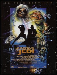 1w0611 RETURN OF THE JEDI French 16x21 R1997 George Lucas classic, cool montage art by Drew Struzan!