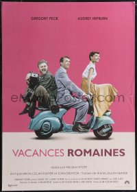1w0614 ROMAN HOLIDAY French 17x24 R2013 Audrey Hepburn & Gregory Peck, Albert riding on Vespa!