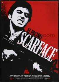 1w0616 SCARFACE French 17x23 R2013 Al Pacino as Tony Montana with gun, Brian De Palma, Oliver Stone