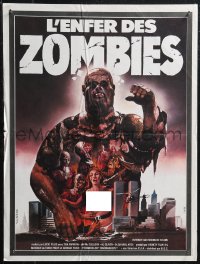 1w0629 ZOMBIE French 16x21 1980 Lucio Fulci, zombie horde heading to New York City, Landi art!