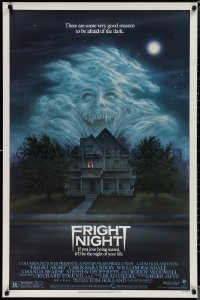 1w0903 FRIGHT NIGHT 1sh 1985 Sarandon, McDowall, best classic horror art by Peter Mueller!