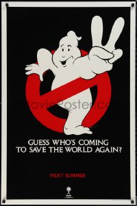 1w0910 GHOSTBUSTERS 2 teaser 1sh 1989 logo, guess who is coming to save the world again next summer?