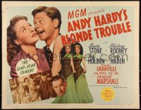 1w0721 ANDY HARDY'S BLONDE TROUBLE style A 1/2sh 1944 Mickey Rooney's new love, ultra rare!