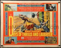 1w0726 DAYS OF THRILLS & LAUGHTER 1/2sh 1961 Charlie Chaplin, Laurel & Hardy, cool train chase art!