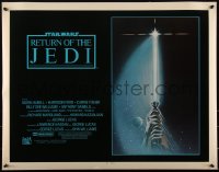 1w0743 RETURN OF THE JEDI int'l 1/2sh 1983 George Lucas, art of hands holding lightsaber by Reamer!