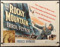1w0746 ROCKY MOUNTAIN 1/2sh 1950 great close up of part renegade part hero Errol Flynn with gun!