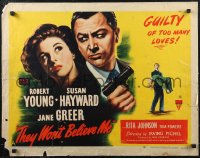 1w0752 THEY WON'T BELIEVE ME style A 1/2sh 1947 Susan Hayward, Robert Young, Jane Greer, noir!