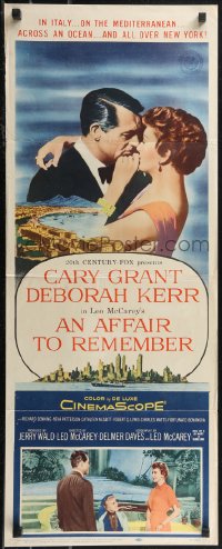1w0684 AFFAIR TO REMEMBER insert 1957 romantic close-up art of Cary Grant & Deborah Kerr!
