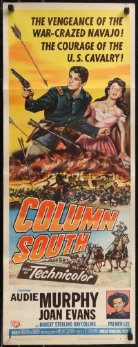 1w0689 COLUMN SOUTH insert 1953 cavalry man Audie Murphy against war-crazed Navajo!