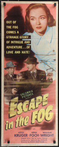 1w0691 ESCAPE IN THE FOG insert 1945 Budd Boetticher, Otto Kruger & Nina Foch, film noir!