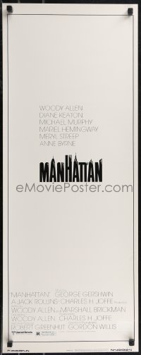 1w0700 MANHATTAN insert 1979 Woody Allen & Diane Keaton classic romantic comedy, cool title design!