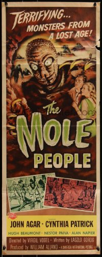 1w0702 MOLE PEOPLE insert 1956 wonderful Joseph Smith art of terrifying monsters from a lost age!