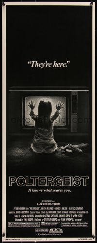 1w0708 POLTERGEIST insert 1982 Tobe Hooper, classic, they're here, Heather O'Rourke by TV!