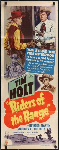 1w0709 RIDERS OF THE RANGE insert 1949 cowboy Tim Holt saves a girl from rustler's revenge!