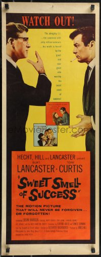 1w0713 SWEET SMELL OF SUCCESS insert 1957 Lancaster as J.J. Hunsecker, Curtis as Sidney Falco!