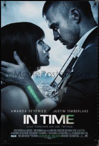 1w0955 IN TIME style D int'l advance DS 1sh 2011 Justin Timberlake, Amanda Seyfried, cool sci-fi!