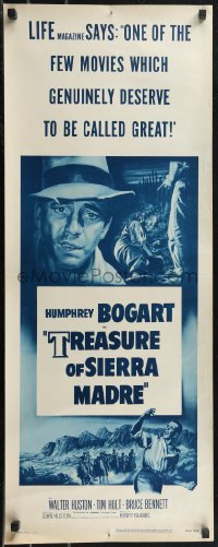 1w0717 TREASURE OF THE SIERRA MADRE insert R1956 Humphrey Bogart, Tim Holt & Walter Huston, classic!