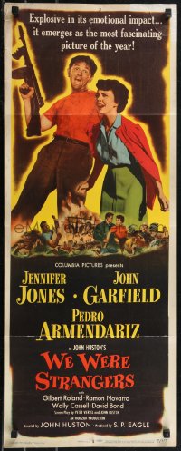 1w0720 WE WERE STRANGERS insert 1949 art of Jennifer Jones & John Garfield, directed by John Huston