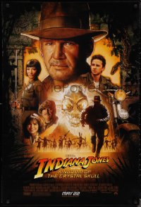 1w0956 INDIANA JONES & THE KINGDOM OF THE CRYSTAL SKULL advance DS 1sh 2008 Drew art of Ford & cast!