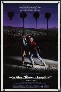 1w0965 INTO THE NIGHT 1sh 1985 cool image of Jeff Goldblum & Michelle Pfeiffer on the run!