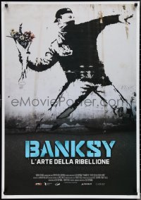 1w0341 BANKSY & THE RISE OF OUTLAW ART Italian 1sh 2020 art of rioter 'throwing' flowers!