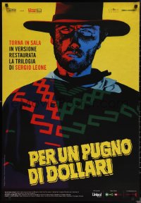 1w0346 FISTFUL OF DOLLARS Italian 1sh R2014 Sergio Leone, Papuzza cowboy western art of Eastwood!