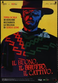 1w0348 GOOD, THE BAD & THE UGLY Italian 1sh R2014 Leone, Papuzza cowboy western art of Eastwood!