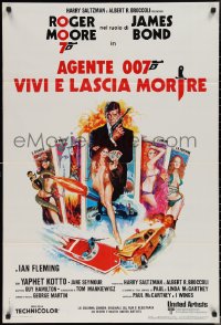 1w0349 LIVE & LET DIE Italian 1sh 1973 JO art of Roger Moore as James Bond & sexy tarot cards!