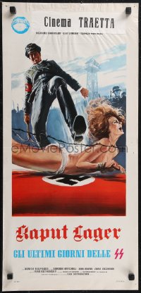 1w0428 ACHTUNG THE DESERT TIGERS Italian locandina 1977 wild artwork of Nazi whipping naked woman!