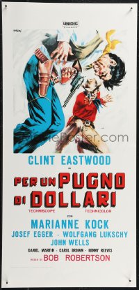1w0440 FISTFUL OF DOLLARS Italian locandina R1970s different artwork of generic cowboy by Symeoni!