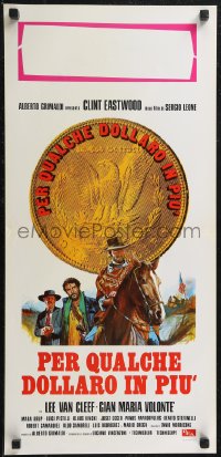 1w0442 FOR A FEW DOLLARS MORE Italian locandina R1970s Leone, art of Clint Eastwood with red title!