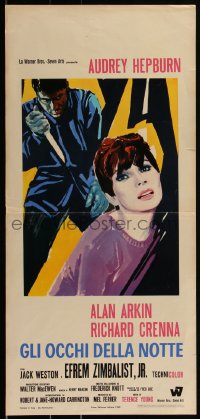 1w0470 WAIT UNTIL DARK Italian locandina 1968 art of blind Audrey Hepburn & attacker w/knife!