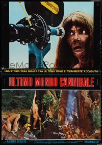 1w0477 LAST SURVIVOR Italian 26x37 pbusta 1978 modern man & woman vs primitive cannibals!