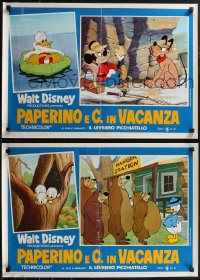 1w0509 PAPERINO E C IN VACANZA set of 7 Italian 18x27 pbustas 1977 cool art of classic Disney characters!
