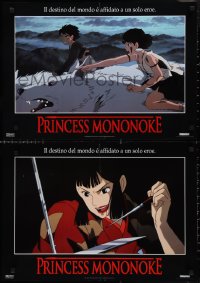 1w0520 PRINCESS MONONOKE set of 4 Italian 18x25 pbustas 2000 Hayao Miyazaki's Mononoke-hime!