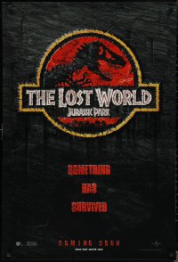 1w0993 JURASSIC PARK 2 int'l teaser DS 1sh 1997 Steven Spielberg, T-Rex over red background!