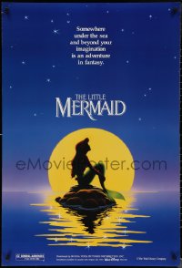 1w1020 LITTLE MERMAID teaser DS 1sh 1989 Disney, great art of Ariel in moonlight by Morrison/Patton!