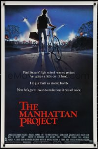 1w1039 MANHATTAN PROJECT 1sh 1986 Marshall Brickman, John Lithgow, artwork of police vs. kid!