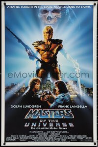 1w1045 MASTERS OF THE UNIVERSE 1sh 1987 image of Dolph Lundgren as He-Man & Langella as Skeletor!