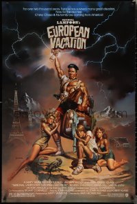 1w1076 NATIONAL LAMPOON'S EUROPEAN VACATION 1sh 1985 Chevy Chase, wacky fantasy art by Vallejo!